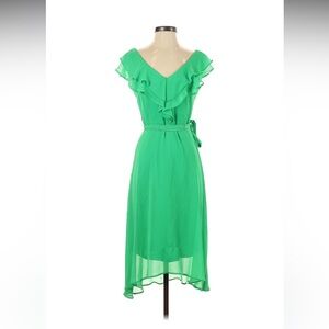 DKNY Green Ruffle Midi Dress